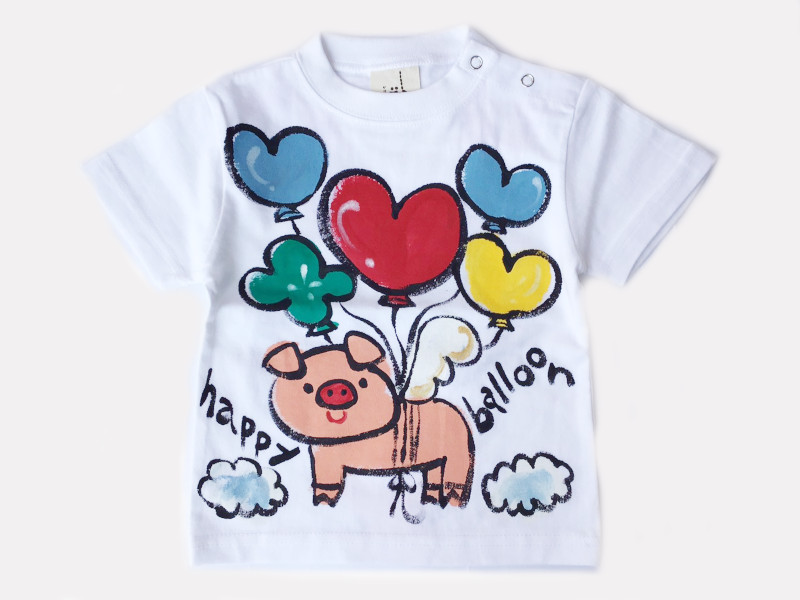 ハッピーバルーンの手描き 手描きtシャツの音 雅楽 Wash 出産祝いや 誕生日のプレゼントに手描きtシャツ 手書きtシャツ の通販